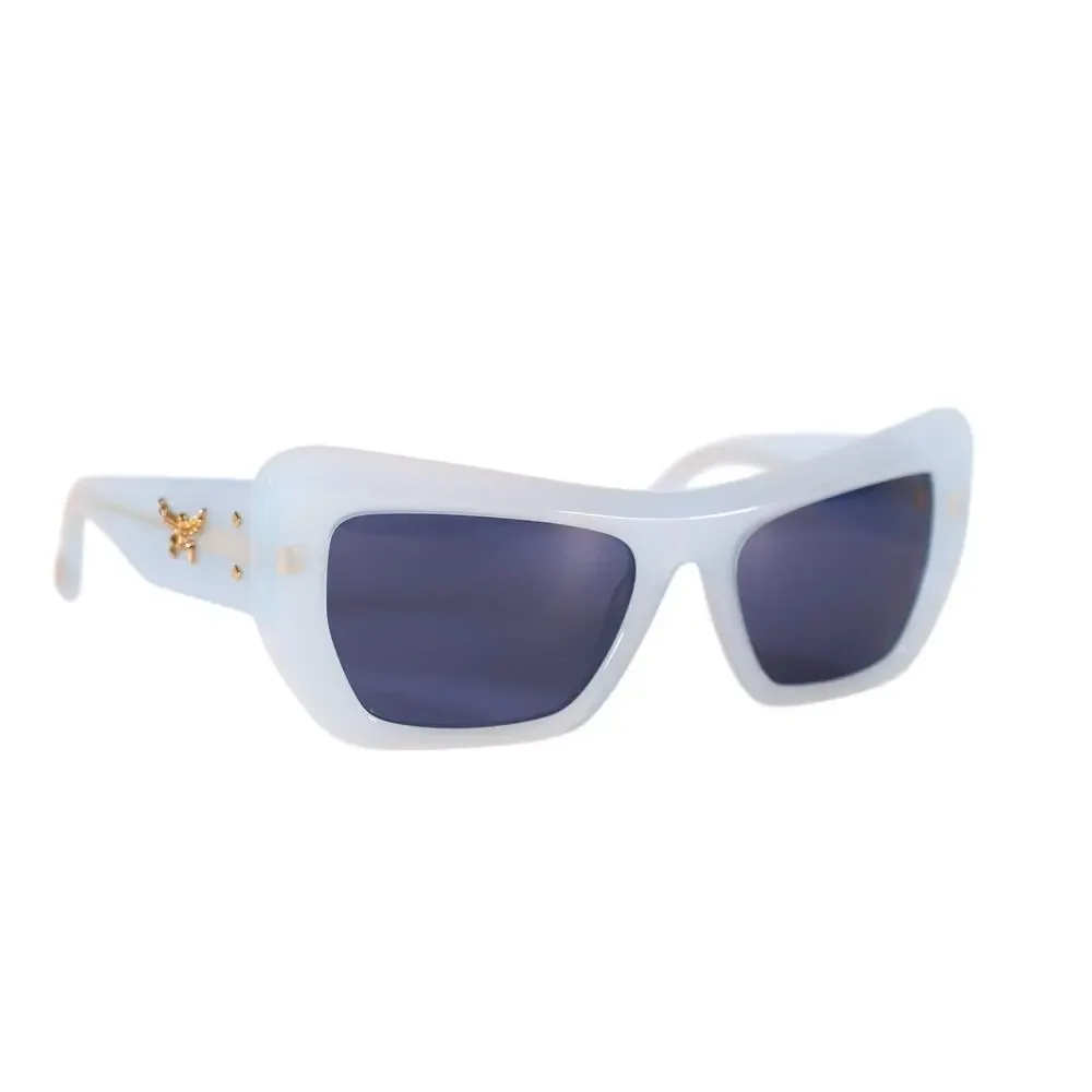 MCM Wraparound Rectangle Sunglasses - Shiny Light Blue / Smoke - NWT
